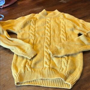 Vintage Sears Women's Cable Knit Turtleneck Sweater - Mustard Yellow